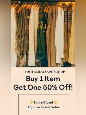 ⭐️✨PROMO: BUY 1, GET 2ND
ITEM 50% OFF from my Entire Closet!⭐️✨